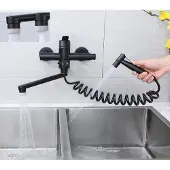 OEM Moderne schwarze Küchenarmatur mit Sprühpistole und 360-Grad-Drehfunktion