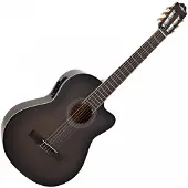 Gear4Music Deluxe-Single-Cutaway-Konzertgitarre mit Tonabnehmer von Trans Black