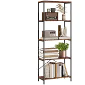HOMCOM Bücherregal-79L x 35B x 161H cm-Rustikal-Braun | Gr.: onesize