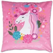 Bestlivings Kissenhülle Fotodruck 40x40 Einhorn pink mit Füllung