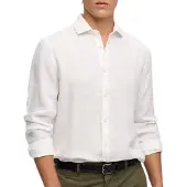 Superdry für Herren. M4011103A Riviera Leinenhemd weiß (XL), Lässig, Langarm