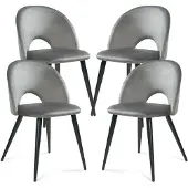 En.casa Esszimmerstuhl ’Karijoki’ 4er Set Polsterstühle Samt Metallbeine 77 x 50 x 55 cm Grau / Schwarz