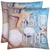 Bestlivings Outdoor Kissen mit Strandmotiv Beach Time 2 Stück 2er Pack