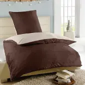 Bestlivings Wende-Bettwäsche Cashmere Touch - Wolkenschloss ( 135x200cm / 80x80cm ) Natur - Braun
