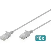 Digitus CAT 6 U-UTP Slim Patchkabel, 2 m, Grau, 10 Stück, 2 m, Cat6, U/UTP (UTP), RJ-45, RJ-45, Grau