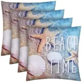 Bestlivings Outdoor Kissen mit Strandmotiv Beach Time 4 Stück 4er Pack
