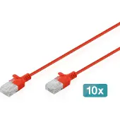 Digitus CAT 6 U-UTP Slim Patchkabel, 5 m, Rot, 10 Stück, 5 m, Cat6, U/UTP (UTP), RJ-45, RJ-45, Rot