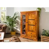 MASSIVMOEBEL24.DE Vitrine Akazie 110x45x155 honig lackiert OXFORD #0425