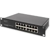 Digitus 10" Gigabit Ethernet Switch, 16-Port, Unmanaged, Unmanaged, Gigabit Ethernet (10/100/1000), Vollduplex, Rack-Einbau, 1U