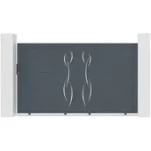 Casanoov Schiebetor Life 300x180cm Aluminium & Gartentür 100x180cm Grau