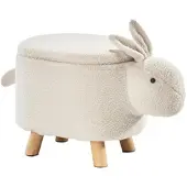 Kobolo Tierhocker Kinderhocker Hocker BUNNY Design Hase mit Staufach Teddystoff