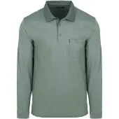 Casa Moda Langarm Poloshirt Structure Grün