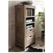 MASSIVMOEBEL24.DE Regal Sheesham 55x37x120 grau geölt NATURE GREY #154