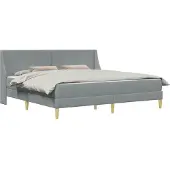 vidaXL Bettgestell mit Matratze Hellgrau 200 x 200 cm Polyester