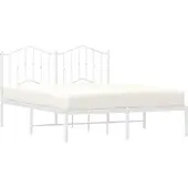 vidaXL Bettgestell mit Kopfteil Metall Weiß 160x200 cm