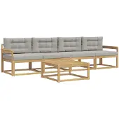 vidaXL Outdoor-Sofagarnitur 4 stk. Weiß und Hellgrau
