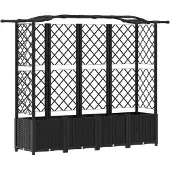 vidaXL Hochbeet mit Rankgitter und Dach Schwarz 204 x 40 x 138 cm PP