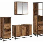 Syfax Badezimmermöbel-Set 4 stk. Altholz 90 x 33 x 60 cm
