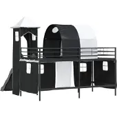 vidaXL Kinder Etagenbett Gestell Uni Schwarz 107 x 203 cm Metall