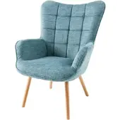 Riess Moderner Sessel SCANDINAVIA blau Strukturstoff Massivholz-Beine mit Armlehnen Lesesessel Relaxsessel