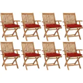 vidaXL Klappbare Gartenstühle mit Kissen 8 Stk. Massivholz Teak