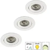 Lybardo 3er-Set LED-Downlights | Einbau | 5 Watt dimmbar | Schwenkbar | 2700K warmweiß | IP54 | Weiß