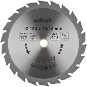 Wolfcraft 1 Kreissägeblatt HM, 22 Zähne ø184mm