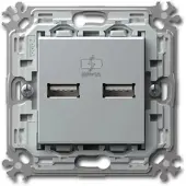 TEM MODUL PLUS 2-Fach USB Ladesteckdose Silber 5V1A