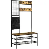 HOMCOM Garderobenständer-100L x 40B x 185H cm-Rustikal-Braun | Gr.: onesize