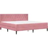vidaXL Bettgestell mit Matratze mit Kopfteil Rosa 200 x 200 cm Samt