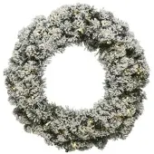 MARELIDA LED Tannenkranz Türkranz Advent beschneit beleuchtet 35cm Timer Batterie grün