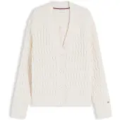 Tommy Hilfiger Strickjacke "MID GG CABLE V-NK LS CARDI" Baumwolle, mit Zopfstrickmuster