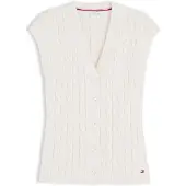 Tommy Hilfiger Strickjacke Mid Gg Cable WW0WW50075 Creme Regular Fit