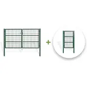 Casanoov Zauntor 2 Flügelig Razo 300x160cm Stahl & Zauntür 100x160cm Grün