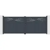 Casanoov Doppelflügeltor Aus Aluminium Halti 400x160cm Grau