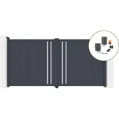 Casanoov Flügeltor Giona 350x180cm Aluminium Grau & Bunker B500 Motorisierung