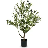 IvoQ Künstlicher Olivenbaum 90 cm – Realistische Kunstpflanze – Pflegefrei – Hohe Qualität