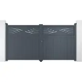 Casanoov Doppelflügeltor Aus Aluminium Halti 300x160cm Grau