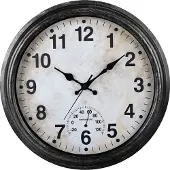 IvoQ Retro Wanduhr – 40 cm – Wasserdicht – Leise Quarzuhr – Mit Thermometer