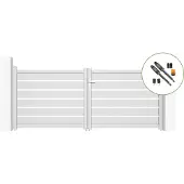 Casanoov Flügeltor Elektrisch Vogel 300x120cm Weiß & Drehtorantrieb Tanker B700
