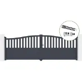 Casanoov Flügeltor Meije 400x140cm Aluminium Grau & Ranger B150 Motorisierung
