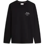 Tommy Hilfiger Langarmshirt "SCRIPT STACK LS REGULAR TEE", Herren, Gr. XL, schwarz, Single Jersey, Obermaterial: 100% Baumwolle, regular fit normal, Rundhals, Shirts Langarmshirt