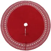 OEM Geschmückter Weihnachtsbaum-Teppich, 122 cm, gebreid, rot, Weihnachtsbaum, Schneeflockenmuster.