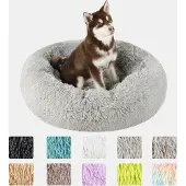 Markenlos Haustierbett Donut Plüsch - Komfortables Schlafen - 100 cm - Grau