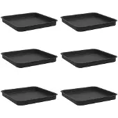 vidaXL Quadratisches Blumentablett 6 pcs Schwarz 25,5 x 25,5 x 2,5 cm