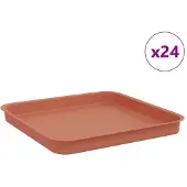 vidaXL Quadratisches Blumentablett 24 pcs Ziegelrot 21 x 21 x 2 cm