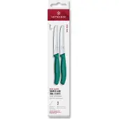 Victorinox Swiss Classic 6.7834.2C1 Tomato & Table Knife, Wavy, Green, Tomatenmesser Set 2-teilig