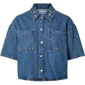 Pieces Pcsky Bestickte 3/4-arm Jeanshemd | Blau | L