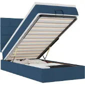 vidaXL Ottoman-Bett mit Matratze & LEDs Blau 120x200 cm Stoff
