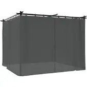 vidaXL Pavillon mit Vorhängen Anthrazit 6x3 m Stahl